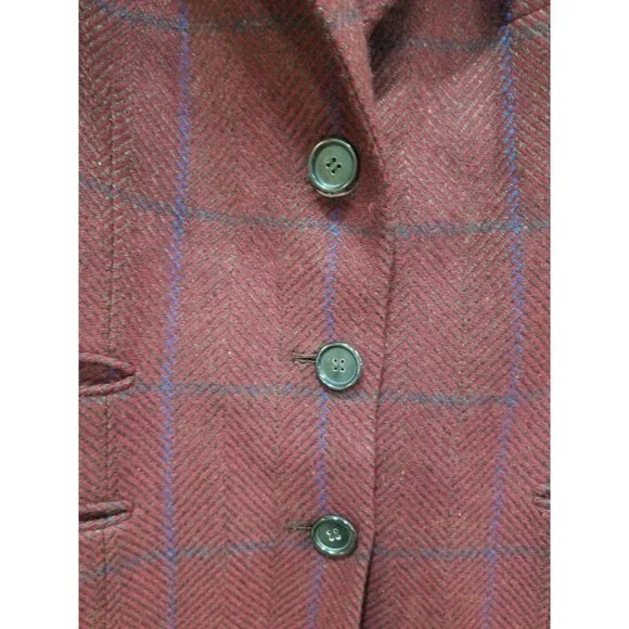 Kiton Womens Burgundy Plaid Blazer SizeEU  44 100% Cashmere New Without Tags. - Picture 12 of 15